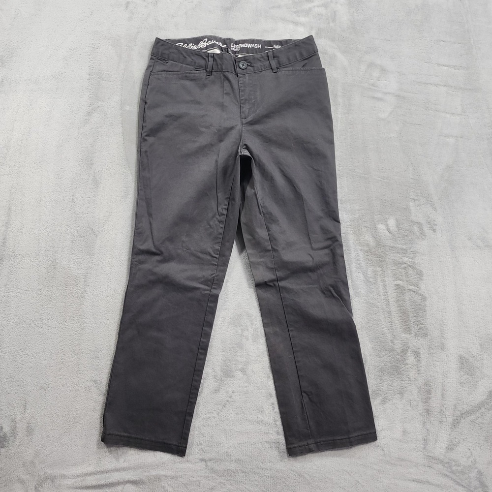 Eddie Bauer Pants Womens 8 Gray Legend Wash Curvy Straight Chino Stretch Casual